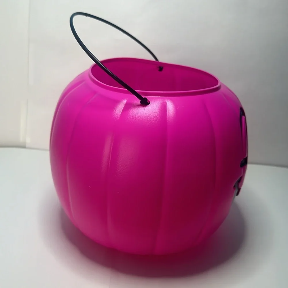 Hot Pink Halloween Pumpkin Blow Mold Bucket Pail Trick-or-treat General Foam USA